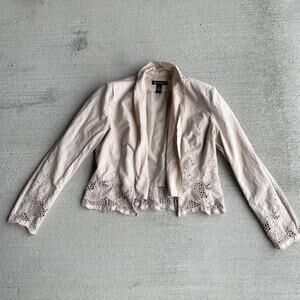 y2k vintage 2000's eyelet blazer boho jacket cottagecore cotton dainty size m/l